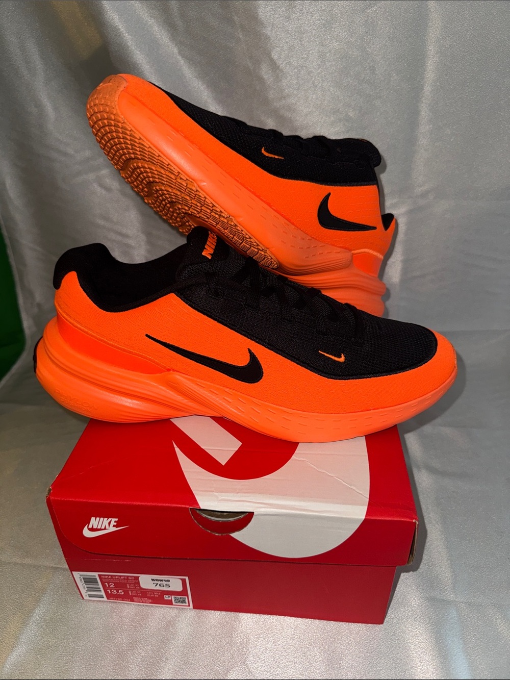 New! Nike Uplift SC sneakers in the vibrant "Black/Total Orange/Black" colorway